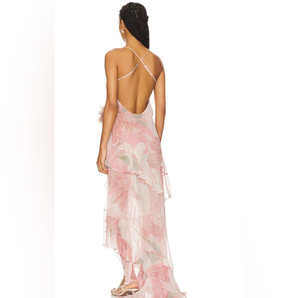 RETROFETE Samara Silk Chiffon Dress Dusty Pink Botanical ⭐️LUXURY PREMIUM⭐️ NWT - Picture 7 of 13